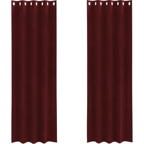 Rideaux occultants 2 pcs Bordeaux 140 x 225 cm Velours (1/5)