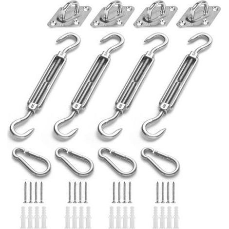 Kit de Fixation pour auvent de Jardin, Triangle et carré, rectangulaire, Accessoires de Fixation de Voile d'ombrage en Acier Inoxydable Robuste (1/4)