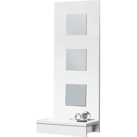 Pegane – Table console blanche avec 1 tiroir – Panneaux de particules mélaminés – Dimensions 45x28x120 cm – Meuble livré en kit (1/2)