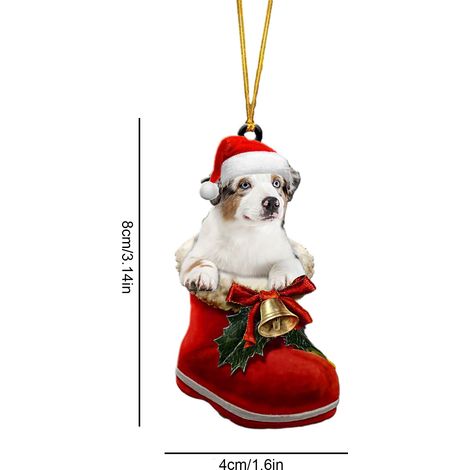 Chaussette de Noël décorative à suspendre, cadeau de Noël, décoration de voiture pour les fêtes (1/3)