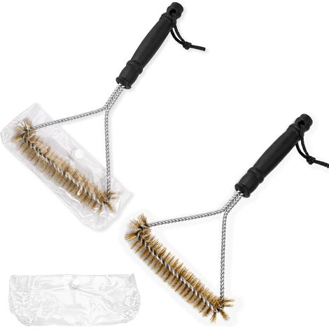 Brosse Barbecue, Nettoyage Triangulaire à Poils Métalliques, Nettoyeur de Grille, Accessoire pour Gril, Plancha, Four, Gaz, Charbon, Camping et Cuisine Extérieure (1/5)