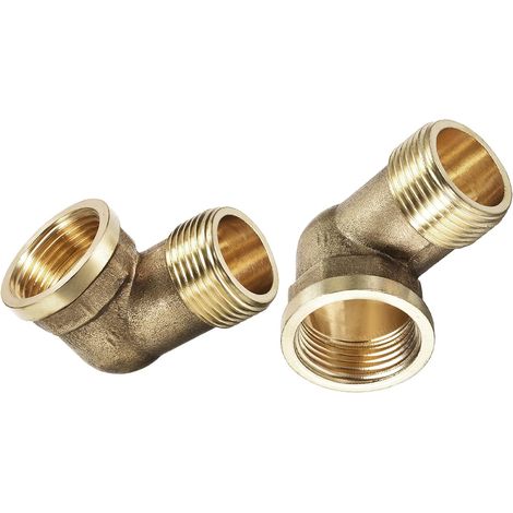 3/4 BSP x 3/4 BSP(Mâle x Femelle) 90 Degré Coude Tuyau Raccord - 2Paquet - Bien pour Eau Tuyau Système - Laiton Tube Raccords - Ton Or (1/5)