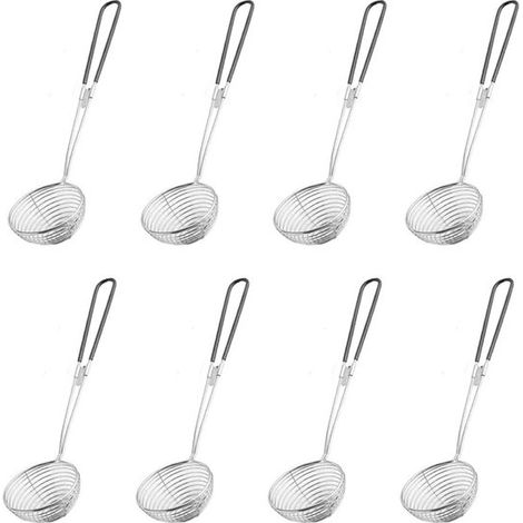 Setaccio a ragno da 8 pezzi, setaccio in acciaio inox, setaccio filtrante in acciaio inox con rete metallica, aiuto in cucina con manico, 27,5 x 6 cm, per pasta, ravioli, polpette (1/5)