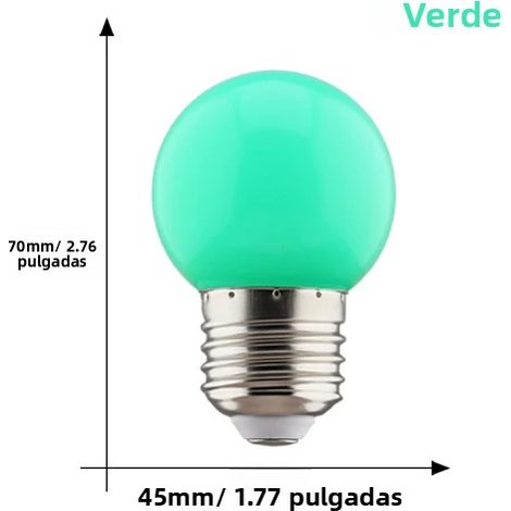 Ampoule LED bicolore verte G45 E27 220V pour lampe de table/veilleuse d'intérieur (1/5)