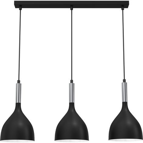 Suspension Noak noire chromée 3xE27 barre 72cm Luminex
