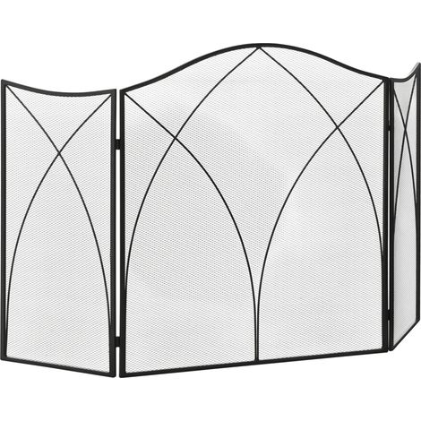 Salvachispas Plegable Pantalla Protectora de Chimenea 3 Paneles con Bisagras y Estructura de Metal Decorativa 108x24x76 cm (1/5)