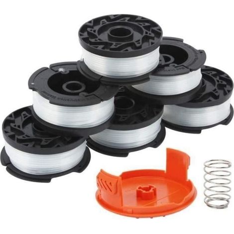 (bianco) Kit bobina di ricambio - BLACK & DECKER - 8 pezzi - Filo di ricambio - Cappuccio bobina - Molla
