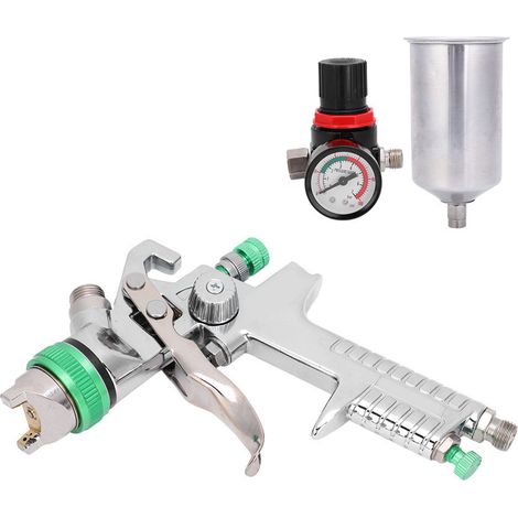 Pistolet à peinture pneumatique avec vanne de régulation de pression, diamètre 2,5 mm, pot en aluminium de 1000 ml (1/5)