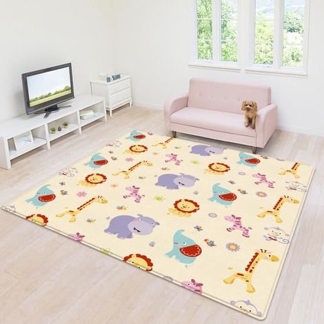 Tapis de Jeu pour Bébé 180 x 150 x 1cm Enfant Tapis de Sol et de Jeux en Mousse Epais Réversible Pliable Imperméable Antidérapage (1/4)