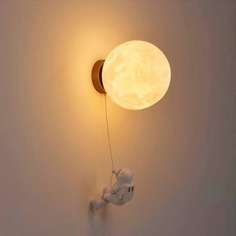Applique murale d'intérieur, applique murale moderne, 15 cm, motif lune et astronaute, applique murale LED, applique murale pour chambre d'enfant. (1/5)