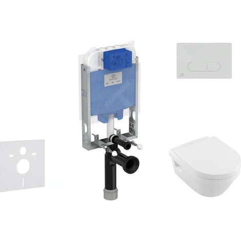 Ideal Standard ProSys - Ensemble pour WC suspendu, cuvette et abattant Architectura, Plaque de déclenchement Oleas M1,