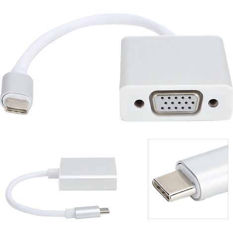 Adaptateur USB-C vers VGA Argent Mini pour MacBook et PC Portable (1/5)