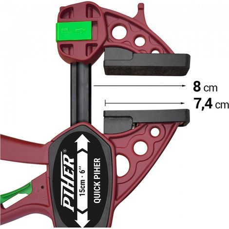 Piher – Serre-joint rapide 125 cm – Leistung von serrage 1500 N – Tetes en nylon und fibre von verre – Reversible fur flexibilite d'utilisation