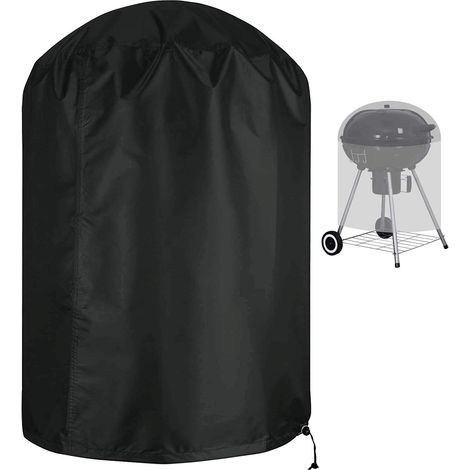 BBQ Cover Spherical Waterproof Tear-Resistant 210D Oxford Fabric Anti-UV with Windproof Side Strap Black Φ70 x 70 cm (1/4)