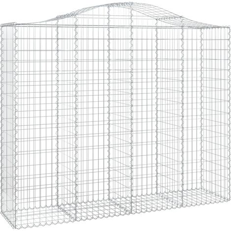 Cerca de jaula de gaviones Muro de contención arqueado 200 x 50 x 160/180 cm hierro galvanizado Plata 020040028