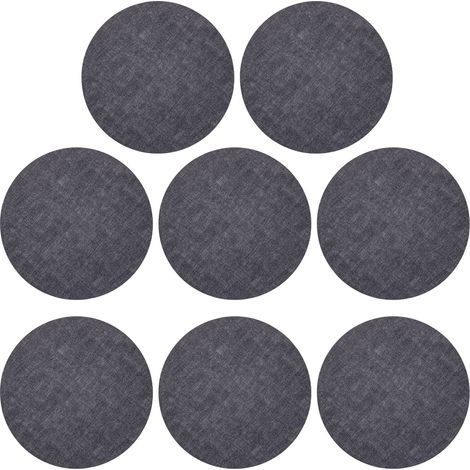 6 sets de table et dessous de verre circulaires en similicuir, lavables double face, 33,5 cm, noir, usage intérieur et extérieur (1/5)