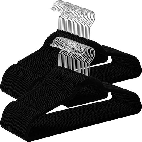Cintres antidérapants - pliables - crochet rotatif - 100 pièces - noir (1/5)