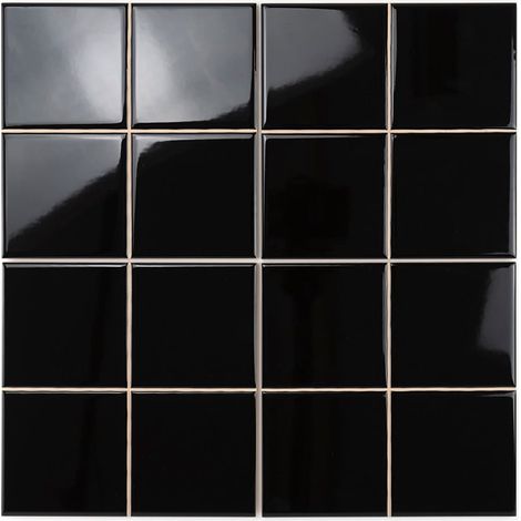 Carrelage Mur Ceramic Connection Black Brillante 20x20 PRÉ-DÉCOUPÉ (10x10)