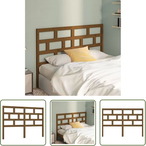 SKM Tête de lit Marron miel 146x4x100 cm Bois massif de pin (1/5)