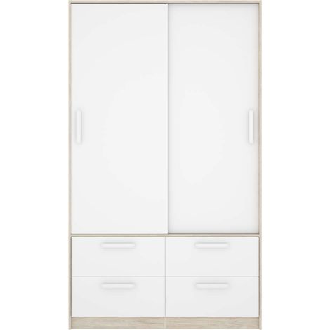 Armario puertas correderas Celia acabado blanco/natural, 204 cm(alto)120 cm(ancho)65 cm(largo (1/5)