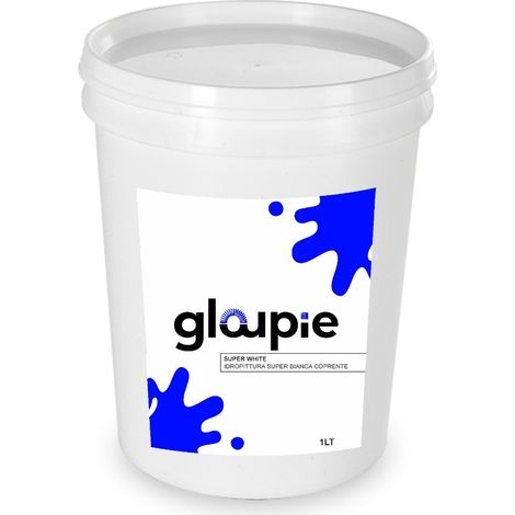 GLOUPIE SUPER WHITE Pittura Lavabile Acrilica Super Coprente Per Pareti Interne Ed Esterne, 1 Litro, Bianco, Made In Italy (1/4)