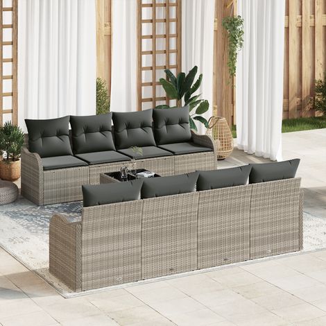 Garden Sofa Set Light Grey 55 x 55 x 37 cm Poly Rattan vidaXL (1/5)