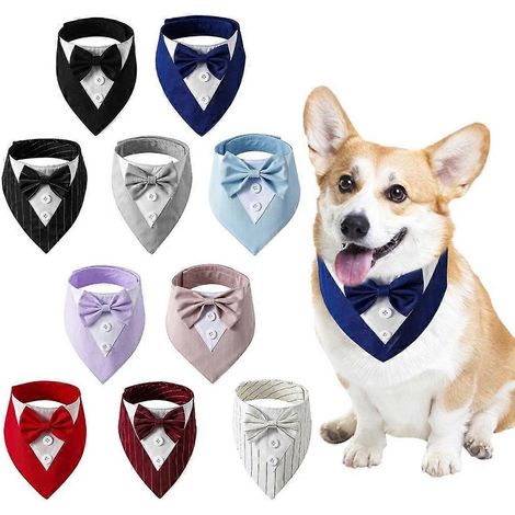 Colliers à nœud papillon ajustables pour chat, grand nœud papillon, costume - Taille L - Rayures blanches (1/4)