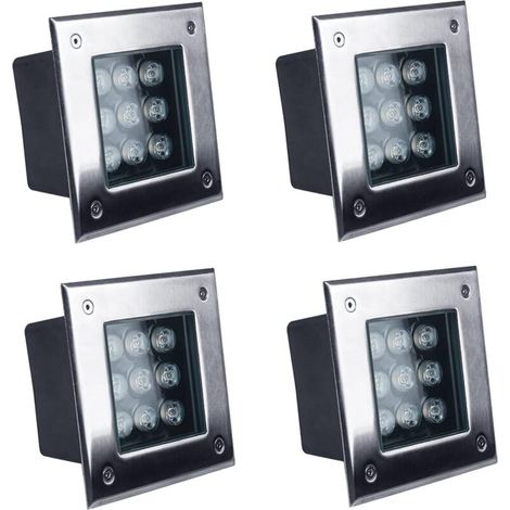 Aougo – Faretto LED quadrato da incasso per esterni IP67 – Acciaio inossidabile impermeabile – Luce bianca 6000K – Elevata capacità di carico – Per illuminazione di giardini e scale (1/4)