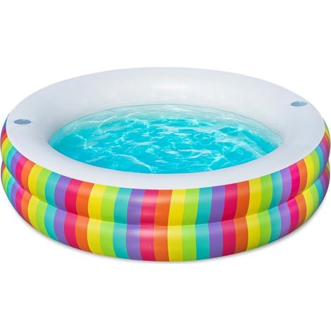 TRADE SHOP - Piscina Tonda Gonfiabile Family Stampa Arcobaleno 206x206x51cm Con 2 Portabicchieri 54443 - (1/5)