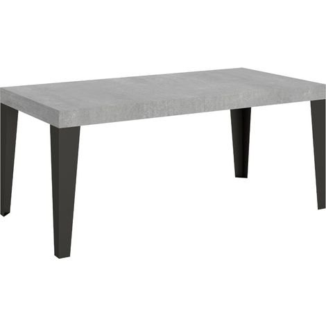Table à manger extensible Flavio 2 rallonges fines 180 à 284 cm 4 pieds-Gris ciment-4 pieds-2 rallonges fines-180 à 284 cm (1/5)
