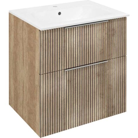 Sapho Cirasa - Waschtischunterschrank 59x64x46 cm, 2 Schubladen, Eiche Alabama Strip CR601-2322 (1/5)