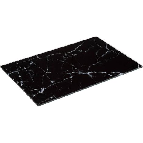 Planche à Découper en Verre Effet Marbre Noir 30 x 20 cm Multi-Usages 4 en 1 Résistante à la Chaleur Pour la Cuisine Dessous de Plat (1/3)
