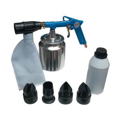 Güde – Sableuse pneumatique avec sac de récupération textile – Pression de service 6 à 8 bar – Débit max 550 l/min – 5 embouts inclus