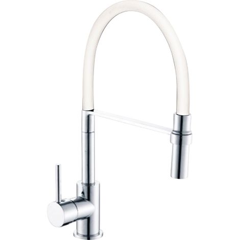 Rubinetto Lavello Bocca Alta colore Cromo e Bianco