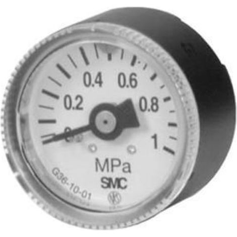 Manomètre SMC, 0MPa à 0.7bar, raccord R 1/8, Ø cadran 37.5mm ( Prix pour 1 )