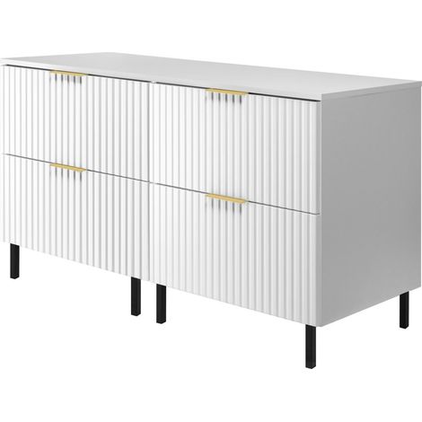 Ensemble de salle de bain : meuble avec tiroirs et meuble avec portes 57×46×120 cm, couleur : Chêne Craft, poignée noire (1/5)