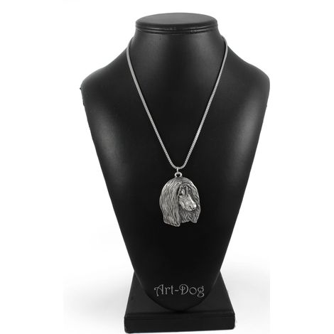 Galgo afgano II: collar con colgante de perro en cadena de plata, joyería única de Art-Dog. (1/5)