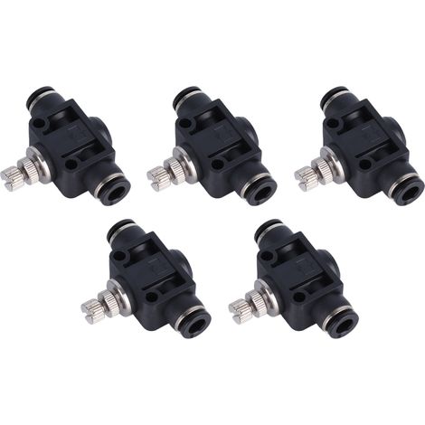 5 Stück pneumatische Drosselventile, robustes PVC, druckbeständig, Anschlusszubehör 10 mm (1/5)