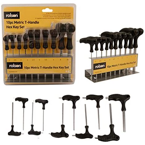 Rolson 40320 - Set di chiavi esagonali con impugnatura a T, 10 pezzi (1/3)