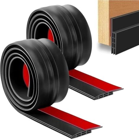 Striscia autoadesiva paraspifferi per porte per ridurre il rumore e risparmiare energia, striscia di tenuta inferiore per porte per tenere fuori gli insetti, 5 cm (2 m, nero)