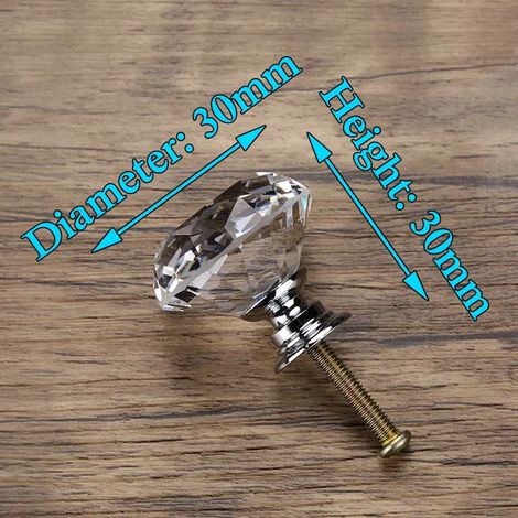 (Ensemble de 4 pièces) Boutons en cristal en forme de diamant, poignées de meubles, quincaillerie