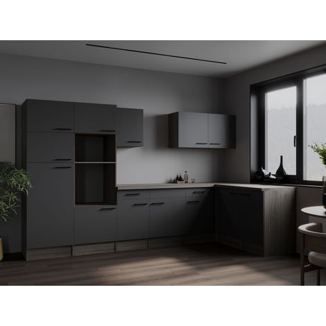 L Küche Leerblock Winkelküche Eiche York Grau Matt Oliver 340 x 172 cm Respekta