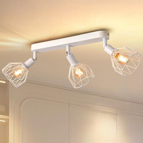 Plafonnier Spots, Spots de Plafond Led Intérieurs Base E14, Spots de Plafond, Plafonnier LED Rotatifs (Sans Ampoules) Blanc, Rectangulaire, Moyen (1/5)