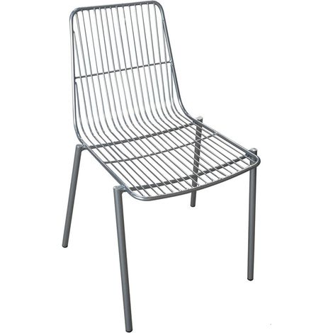 SEDIA IN METALLO VERNICIATO SILVER CON CUSCINO BIANCO (1/3)