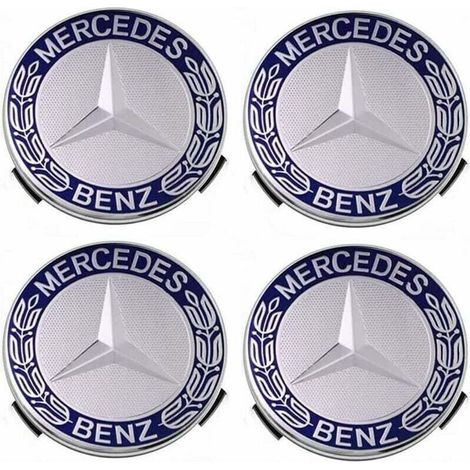 Set of 4 cover-moyeux compatible with Mercedes Benz 75 mm - Blue (1/5)