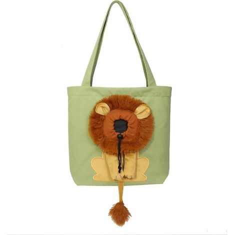 Kleine Schultertasche aus Canvas mit Löwenmotiv von Outcrop, löwenförmig, für Hunde und Katzen, Haustierzubehör, grün (1/5)