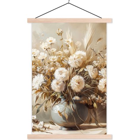 POSTER CON CORNICE MAGNETICA Fiori - Vaso - Natura morta - Beige 40x60 cm