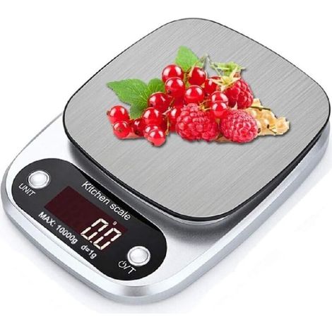 Balance de cuisine numérique 10 kg/1 g, en acier inoxydable, pour comptoir, boulangerie, poids des aliments, électronique, durable
