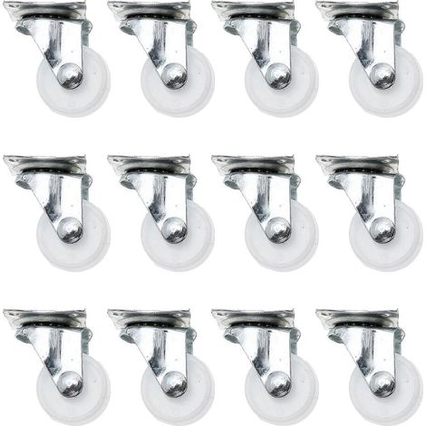 Lot de 12 roues de rechange universelles pour chariots industriels (armoires et meubles).-4.5x3.2cm-White (1/3)