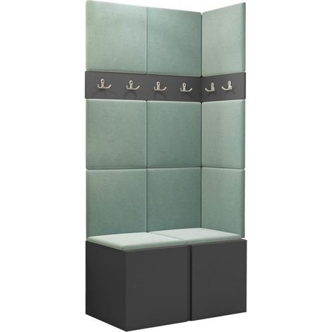 Meuble d'entrée Pinis I, Graphite, 186x84x46cm, Tissu, Stratifié, Murale, À poser (1/5)